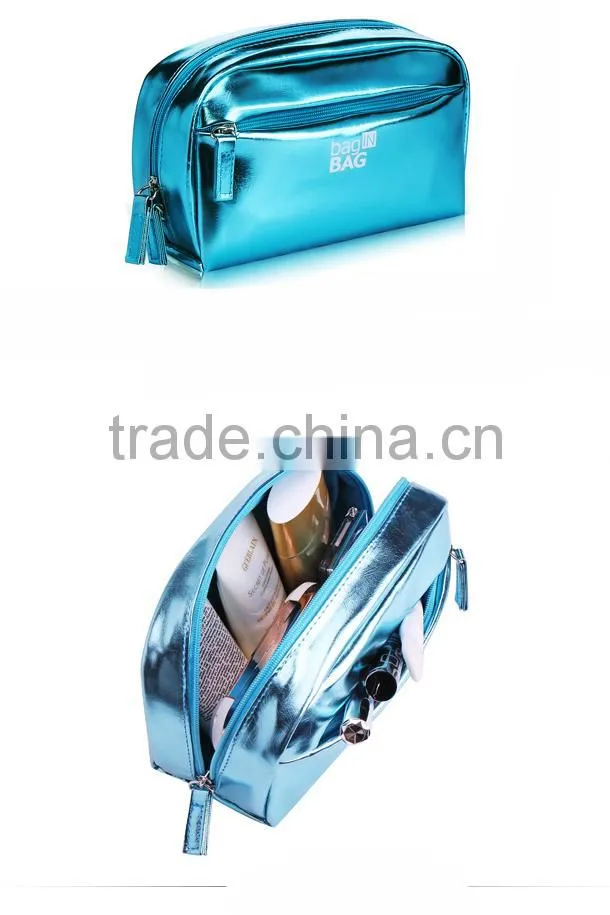 2015 new style shiny PU girl's makeup cosmetic bag