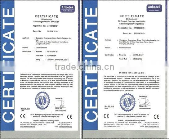 Multifunction ozone generator ceramic tube 220v 50hz for vegetable