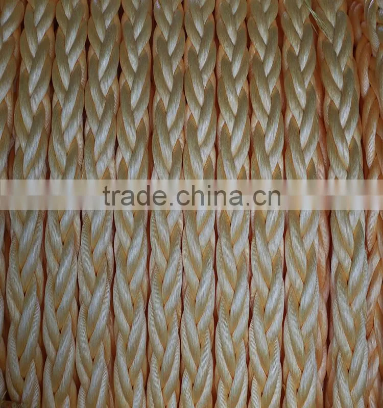 yellow 40mm 8 strand polypropylene rope