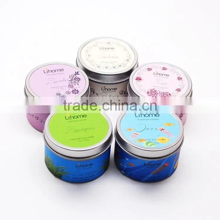 100% natural soy wax candle in metal jar , scented candle,natural essence candle