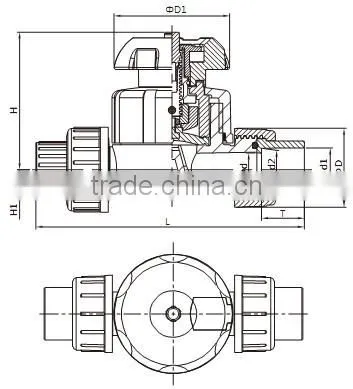 UPVC Union type diaphragm valves DIN PN16 (ANSI SCH 80)