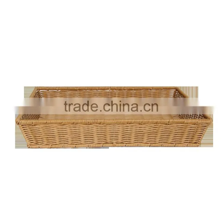 Functional washable plastic wicker rattan display basket for fruit storage