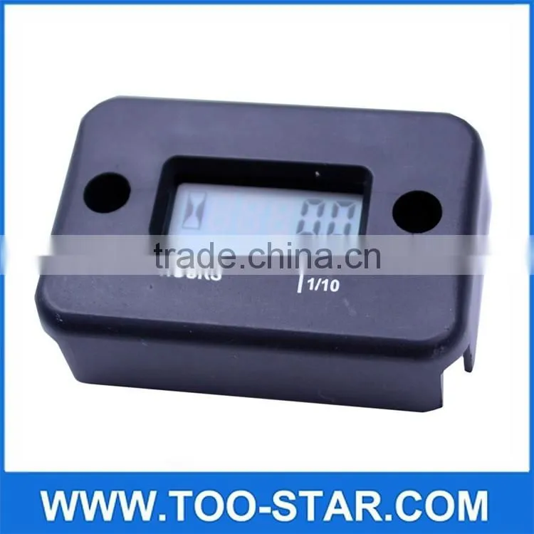 Black Digital LCD Engine Hour Meter Tachometer for Motorcycle ATVs