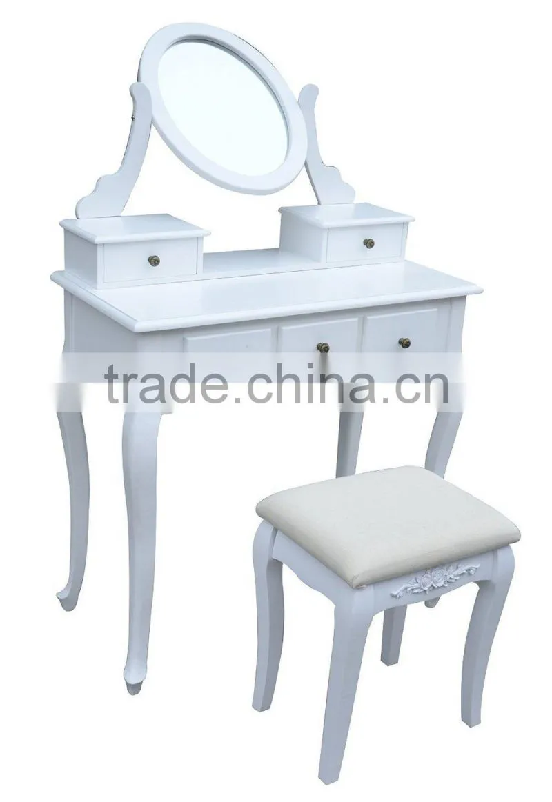 Wooden french dressing table with mirror and 5 drawers