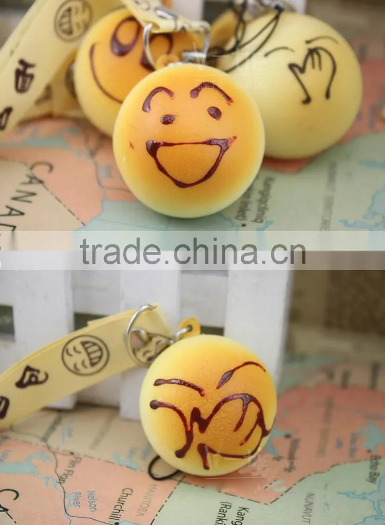 new arrival artificial imitated fake key replica faux lovely Silicone bread food pendant phone chain