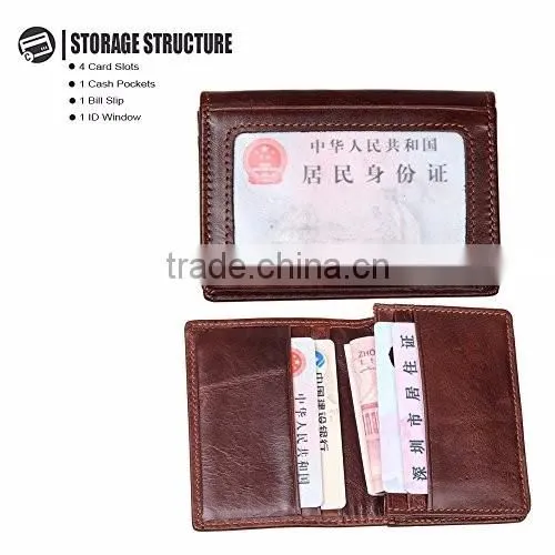 PU leather secure retractable ID window credit card holder for women