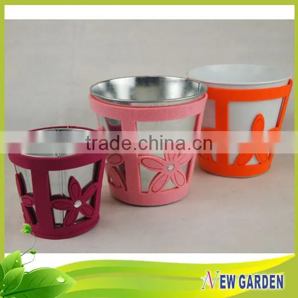 Home Furniture Flannelette And Iron Decorative Table Top Flower Vases