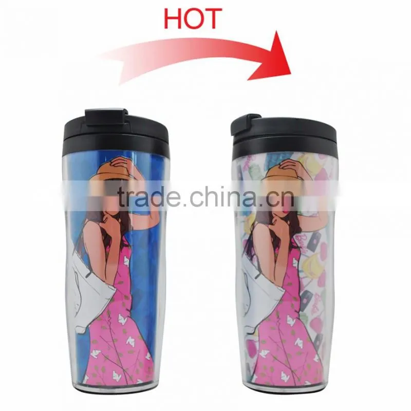 Color changing PS PP inner plastic thermos mug