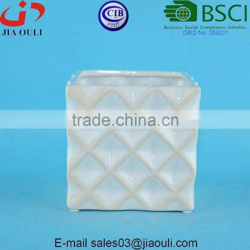 New color Marble design Ceramic planter pots square