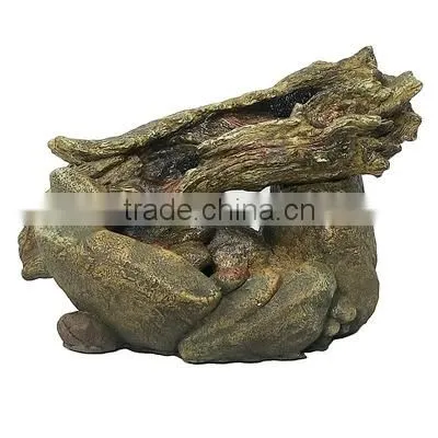 Fallen Log on River Rock Tabletop Fountain with LED Lights