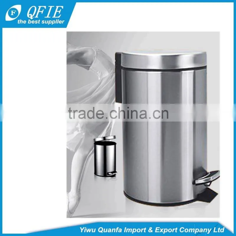 Wholesale silver eco-friendly cylinder lowes stainless steel trash can with the foot pedal