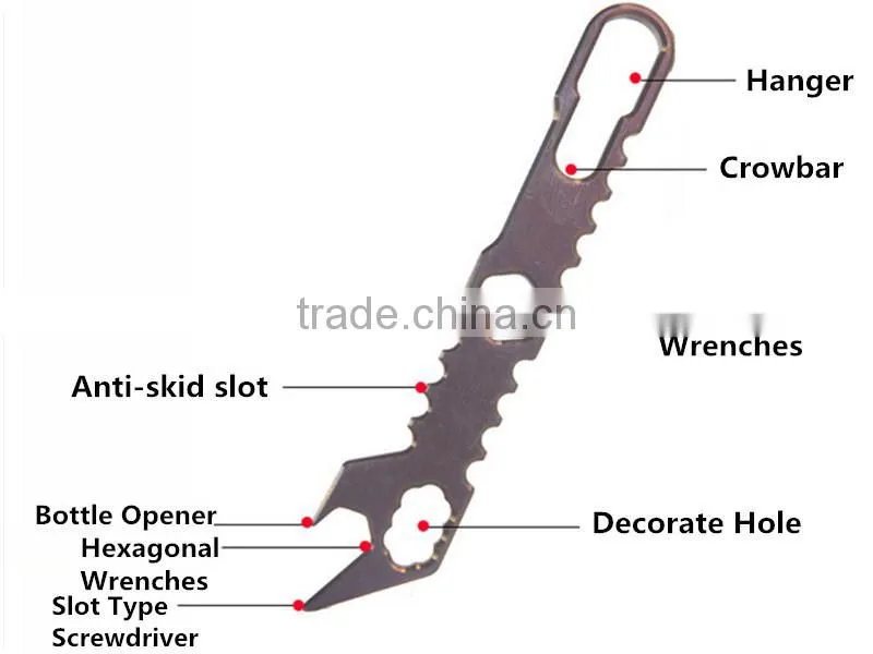 TK-2158 EDC Titanium Alloy beer opener Crowbar Screwdriver Multipurpose Pocket Survival Tool