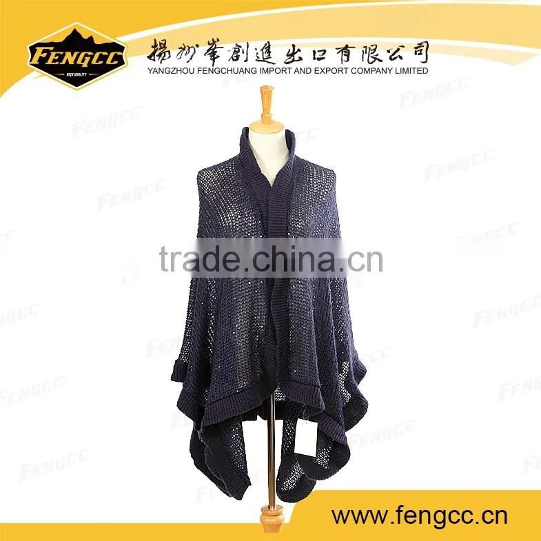 Sweden design winter snow fur collar ponchos and shawls for women