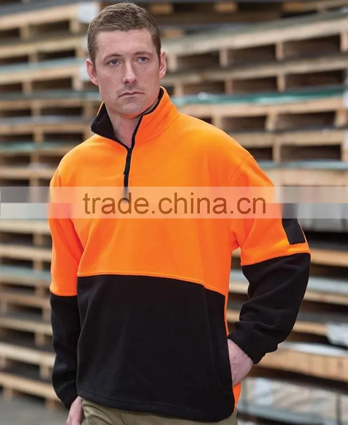 winter pullover safety mens fleece orange zipper hoodies work uniform hi vis workwear