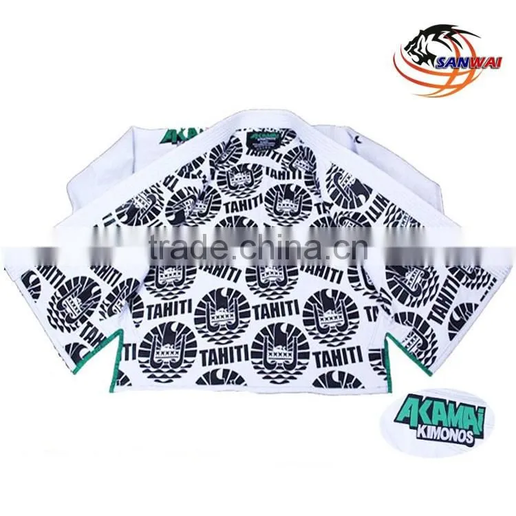 Brazilian jiu jitsu gi with embroidery and sublimation patches or blank black/white/blue col bjj gi for adult and kids