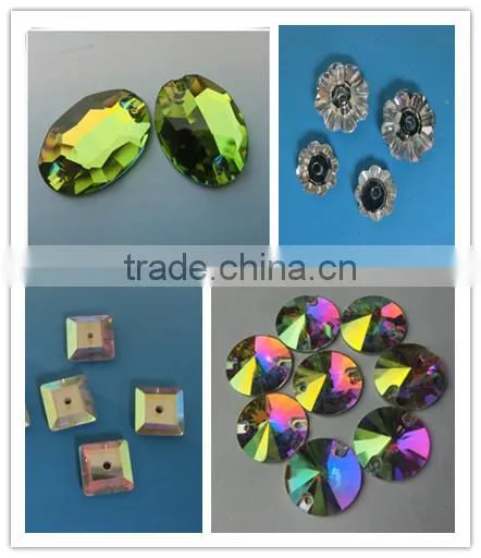 shining oval bicone crystal button beads with two holes