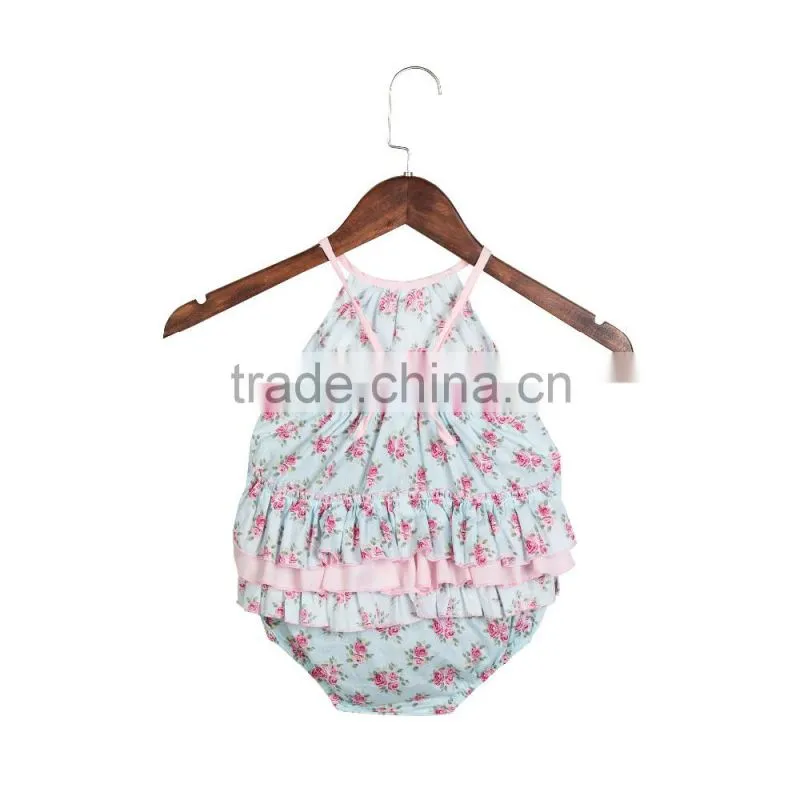 Summer hot sale infant and toddlers clothing romper boutique baby girl floral bubble romper