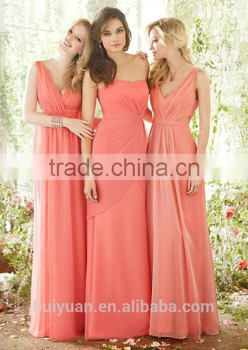 hot pink sexy full length chiffon ball dress
