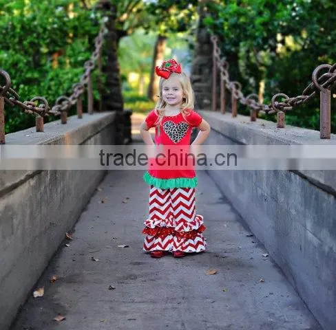 wholesale kids girl knit ruffle shirt and pants for baby girl sets