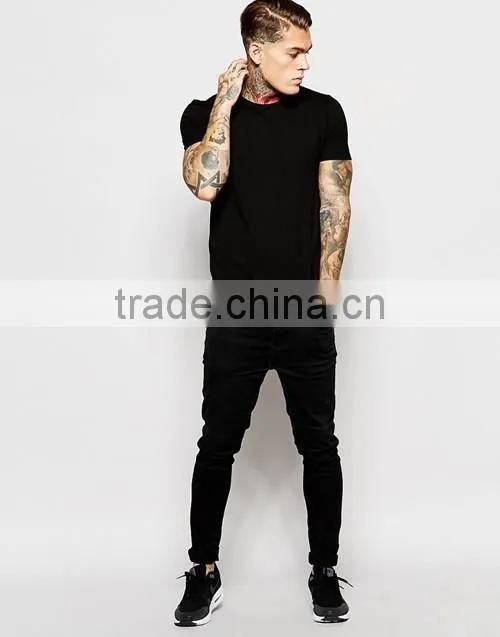 Men white / black plain crewneck short sleeves t shirt custom
