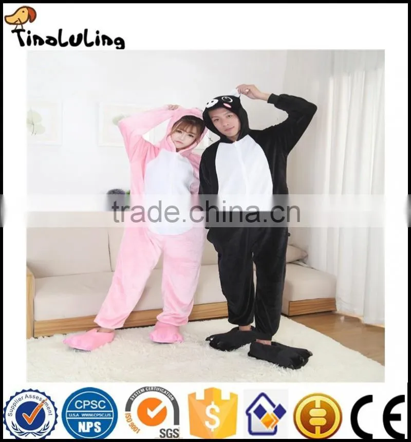 Autumn spring winter flannel lovers couples women animal pajamas one piece cartoon sleepwear cheap adult animal Siamese pyjamas