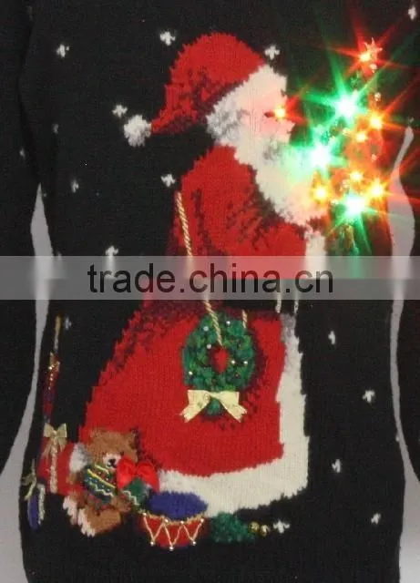 2016 Unisex woolen pullover hand knitted unique LED lighted Ugly Christmas sweater
