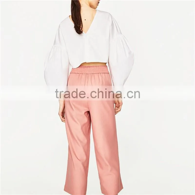 2017 Dongguan Wholesale OEM Casual Cropped Pants for Women