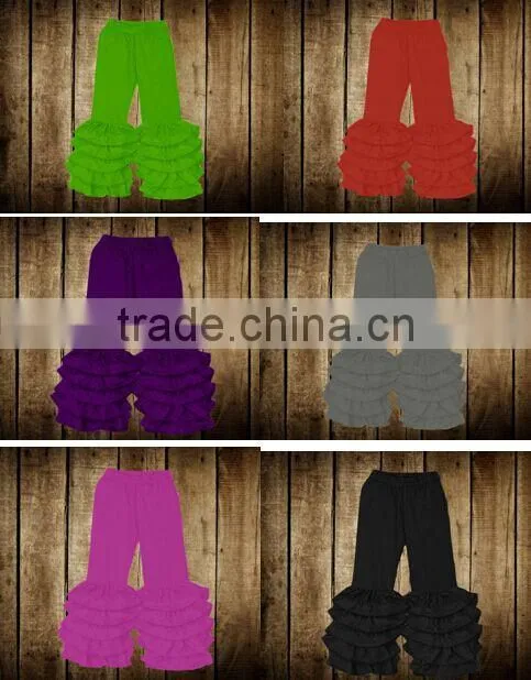 2016 Latest Designs baby Muliti Ruffles Pants Girls Soild Colorful leggings Kids Children Girls' Wholesale Ruffle legging pants