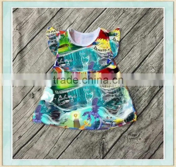 Halloween dress magic dinosaur war flutter sleeve long dress chiffon new style wholesale child clothes