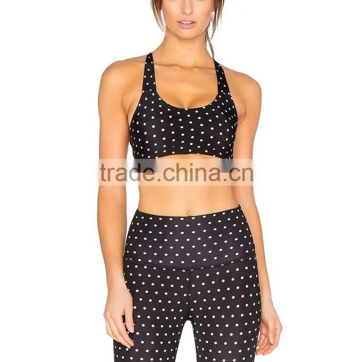 Printed black fitness wear set legging for women/yoga tank top