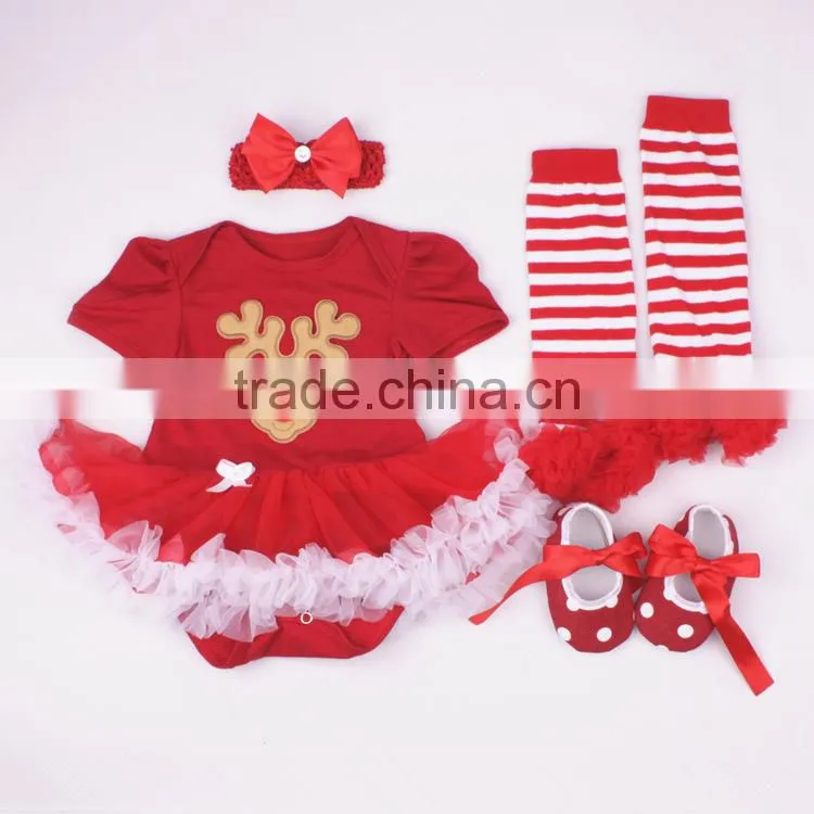 Wholesale 2015 New 4pcs 0-12M Christmas Cotton Baby Romper Set