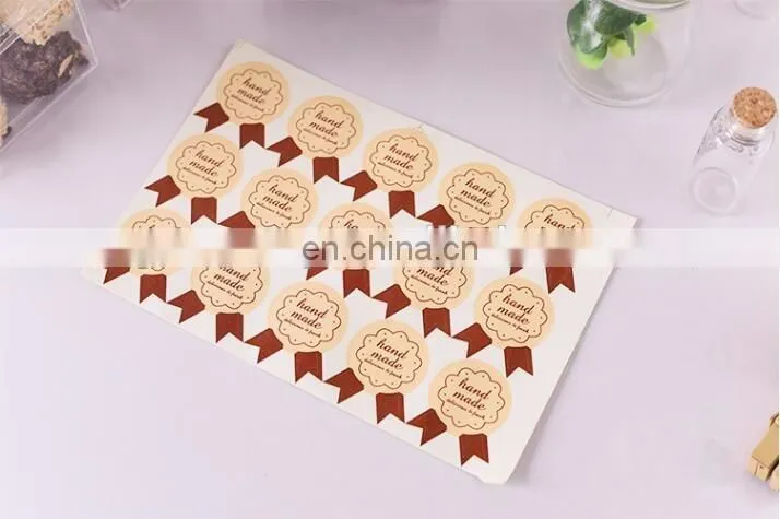 Badge Shape "Hand Made" Gift Box/Bag Label Baking Bag Sealing Sticker Baby Shower Gift Decoration Craft Packing DIY Material