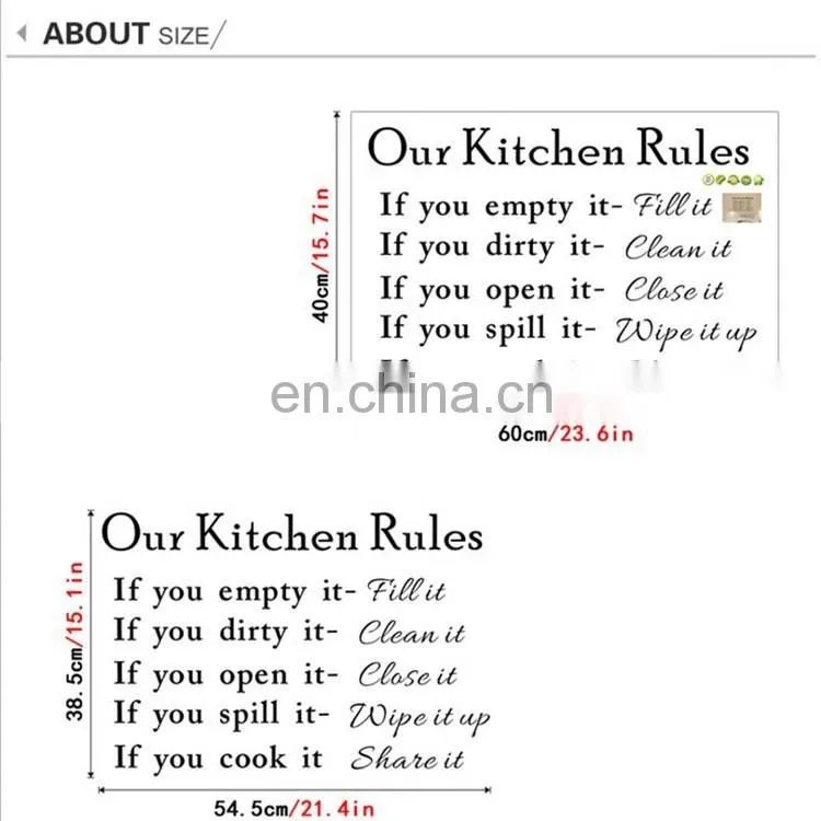 Funny 'Our Kitchen Rules' Window Wall Stickers Kitchen Decoration Home Decor