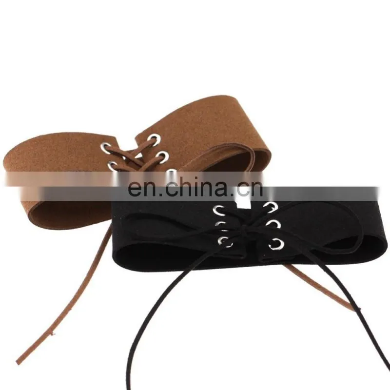 Fashion Suede Leather Wide Choker Collar Necklace