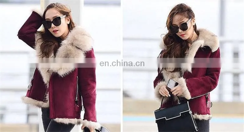 Winter Wholesale Custom Long Sleeve Real Sheep Fur Pure Leather Jacket