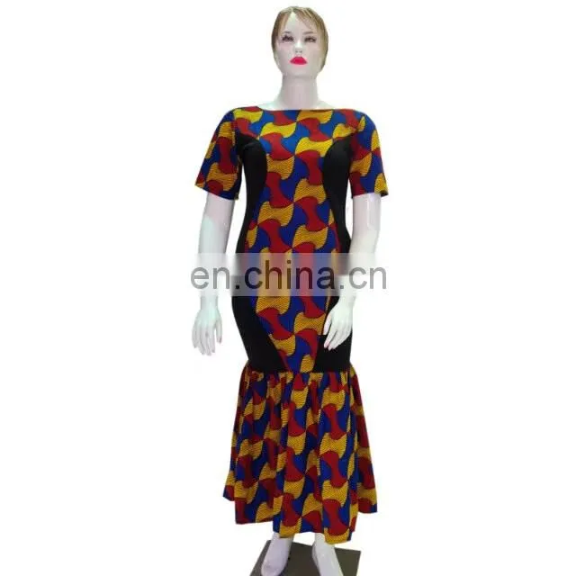 High quality african style wax fabric african long wax dresses