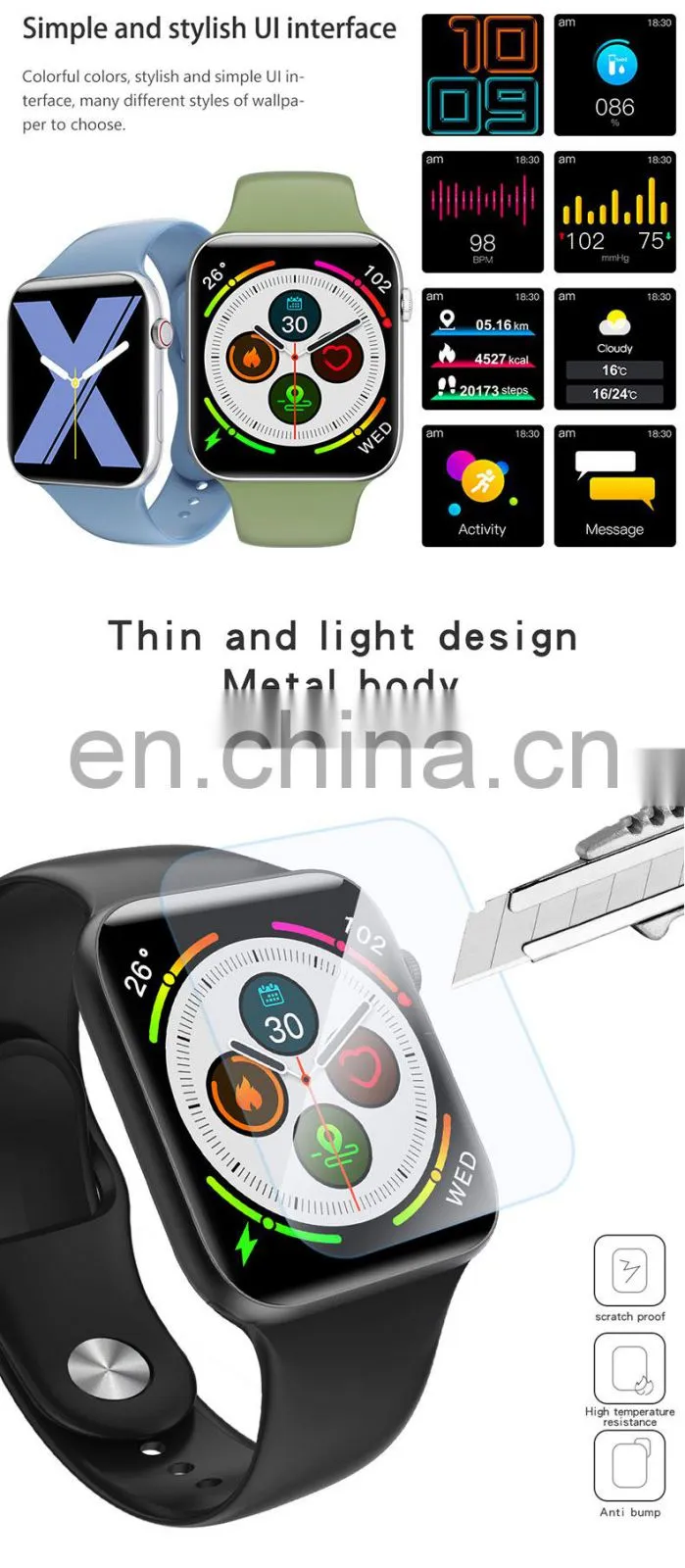 2020 New Amazon best selling body temperature smart watch pedometer heart rate smart bracelet reminder sports bracelet