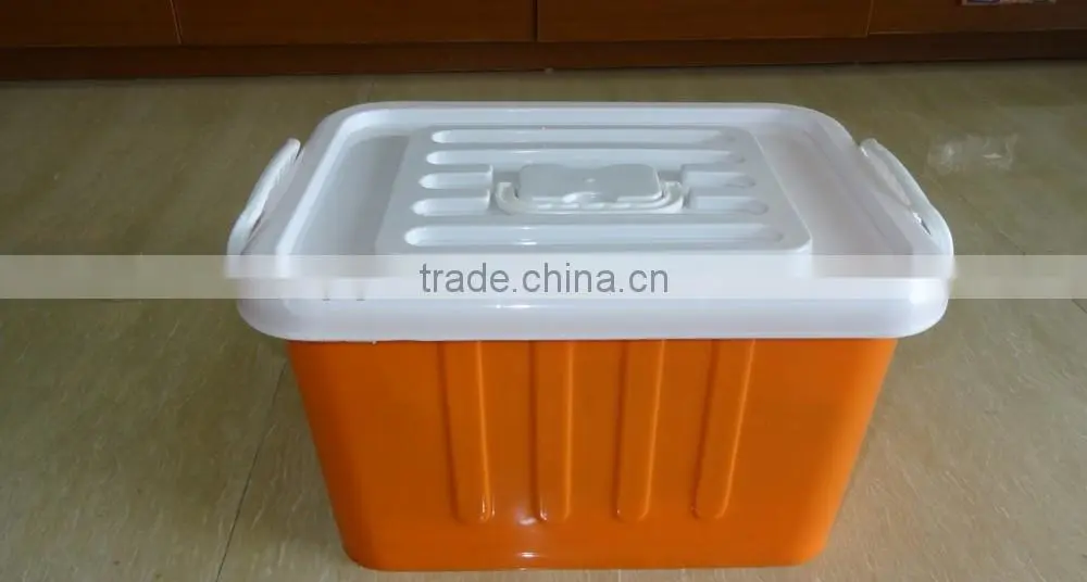 40L plastic storage box with wheels, lid and handle, storage bin