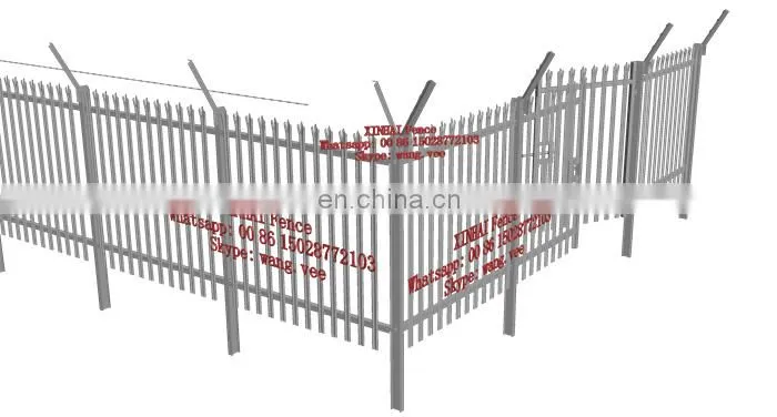 high security Signal base station powder coated W Section triple pointed Metal palisade fence