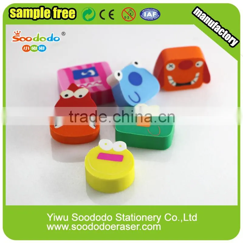 Colourful 2D erasers animal shape for kids office stationery