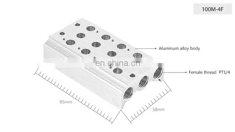 SNS 4V/4A Series Pneumatic Parts Aluminum Alloy Air Solenoid Valve Base Manifold