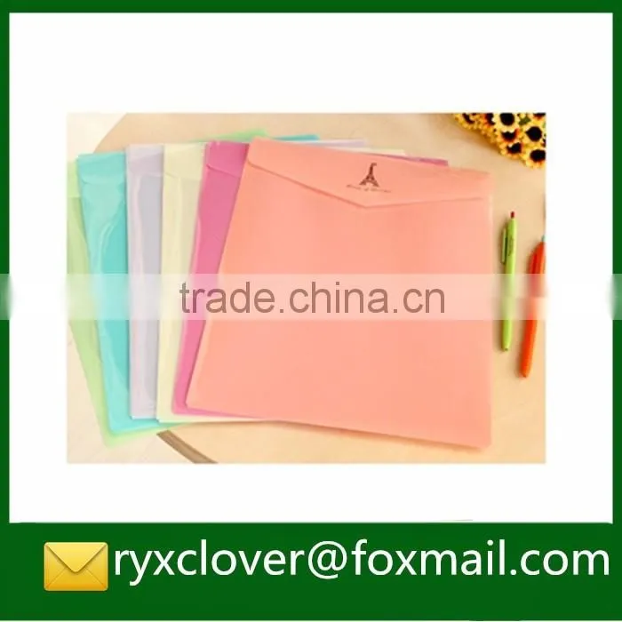 A4 PP plastic button envelope file bag with custom logo printing