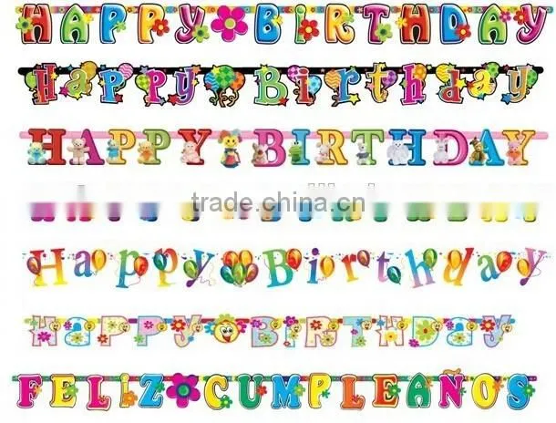 Hot Sale Happy Birthday Letter Banner With Multi-Language, and different designs