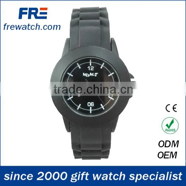 black rubber wrist watch with alloy case and stainless steel buckle
