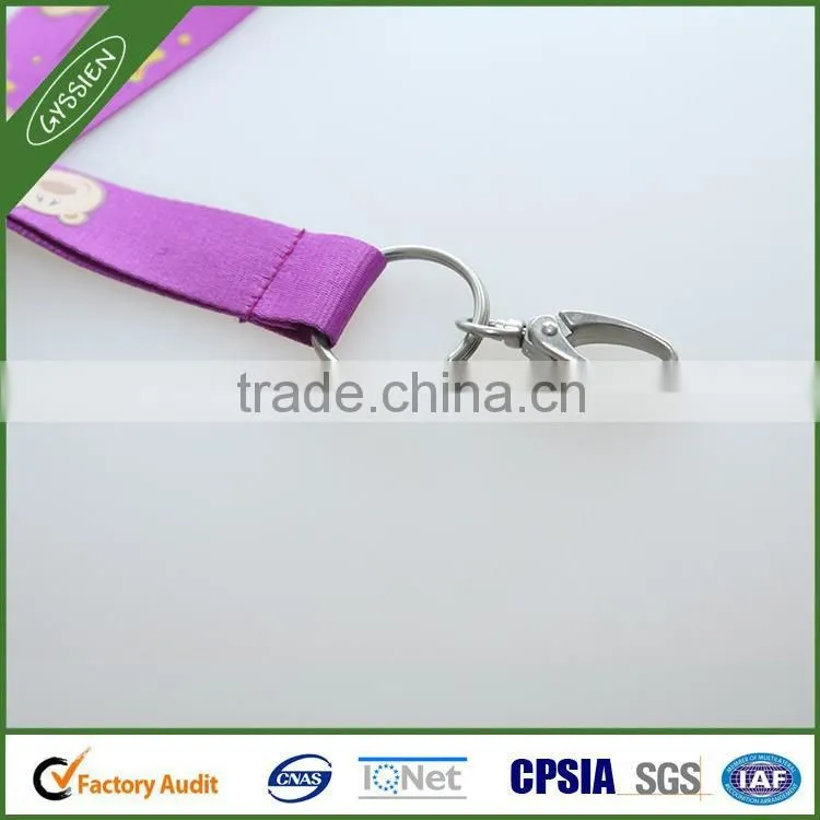 Purple/custom 2014 poly/nylon gift custom lanyard,retractable rhinestone lanyard with id badge holder