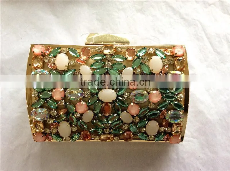 2015 new Korean style evening bag clutch purse floral design with Diamond embellishment