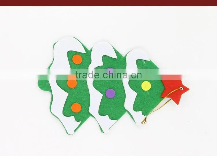 Green Color Felt Applique Non-woven Fabric Santa Claus On The Tree Xmas Decoration