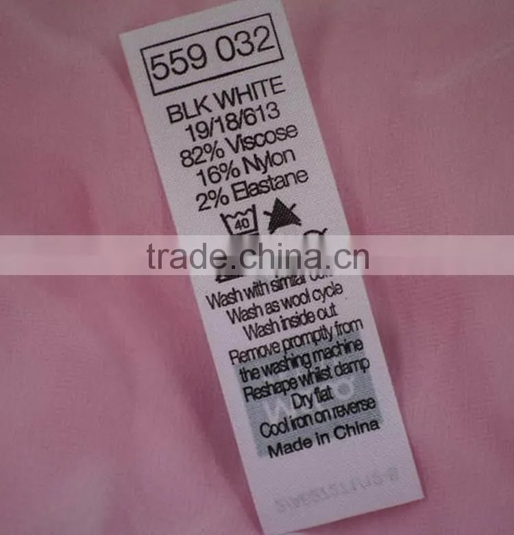 Made in china First Grade screen printed coat size label