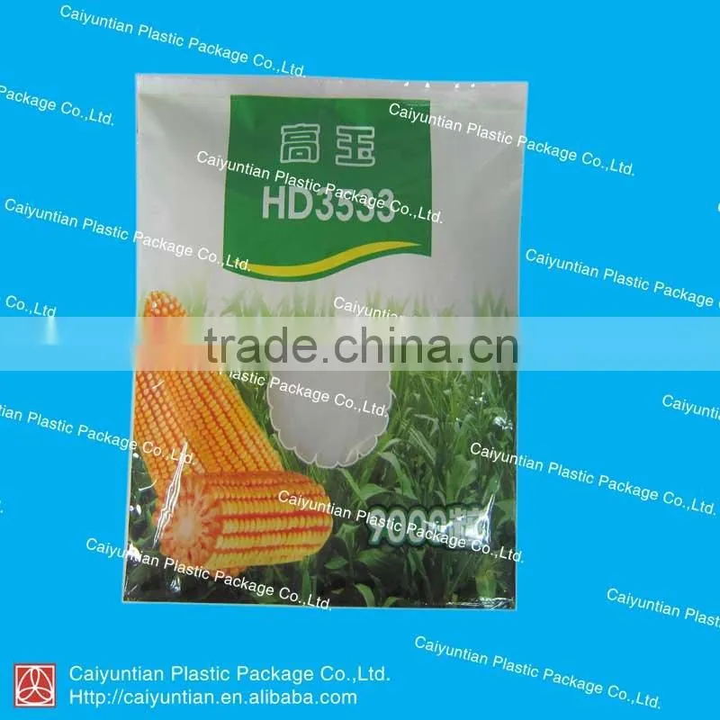 Resuable agriculture plastic bag for corn seeds with a clear window/ Standed side gusset plant seeds bag