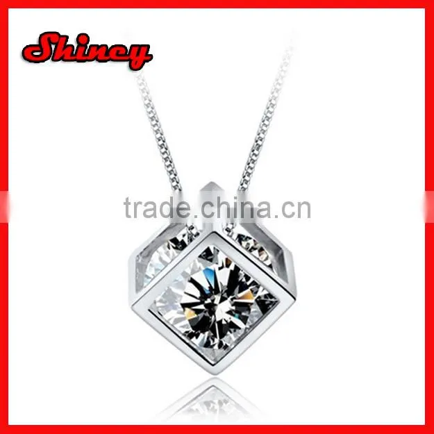 stock order !silver cheap solitaire diamond heart necklace